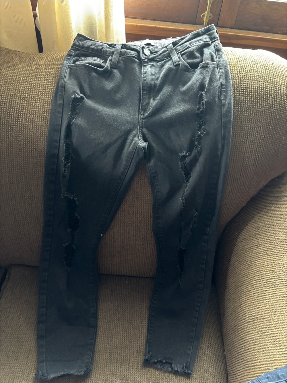 Just Black Black Skinny Distressed Jeans